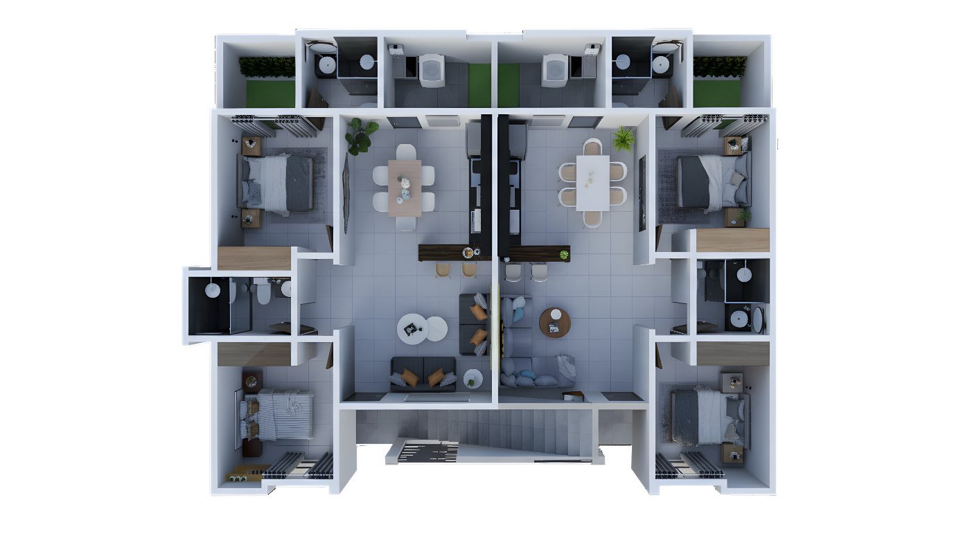 Plano departamentos 1 y 2, opción 2